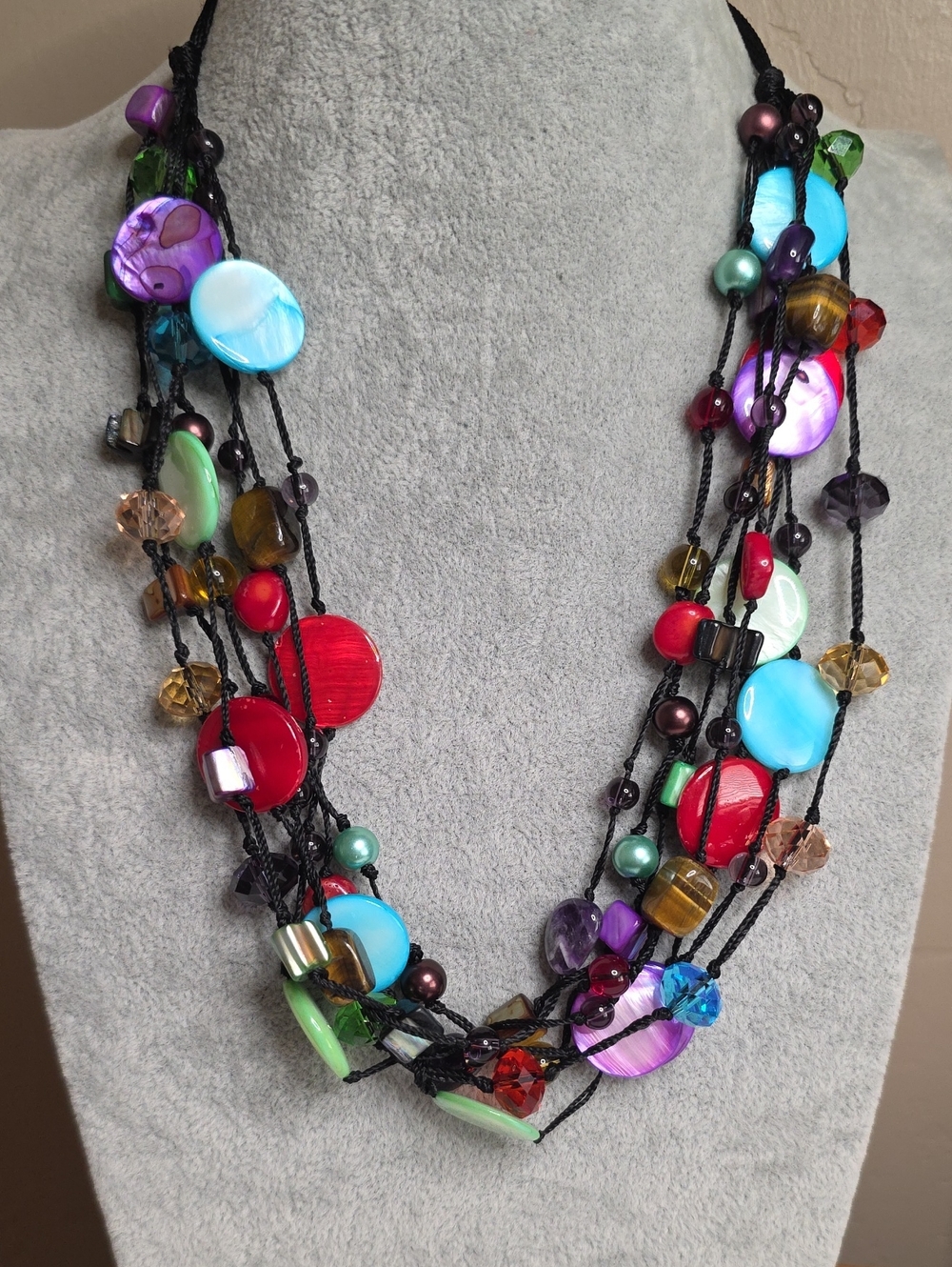 Premier Designs Spectrum Multi-Strand Confetti Beaded Necklace